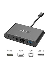 Adaptador USB-C, eeco USB 3.1 tipo C a RJ45 Gigabit Ethernet compatible con 100 1000 Mbps para MacBook Macbook Pro, ChromeBook Pixel, Dell XPS y más portátiles USB C