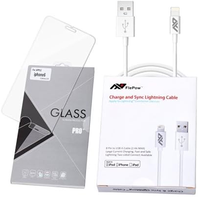 Paratron iPhone 6 Screen Protector + Lightning Cable 2in1 iPhone 6 Durable Tempered Glass Screen Protector and 3ft Apple MFI Certified 8 Pin USB Data Charging Sync Cable, White