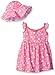 Gerber Little Girls' Toddler Two-Piece Sundress and Hat Set, Heart, 3T
