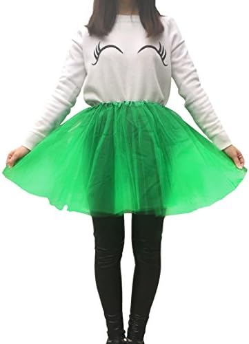 Mystylees Adult Elastic Running Tutu Classic Costume Skirt 3-Layered Tulle Tutu Green