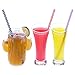 Dakoufish 12 Piece 9 Inch Reusable Plastic Thick Drinking Straws BPA Free Mason Jar Straws transparent small Stripe (9inch 6color)
