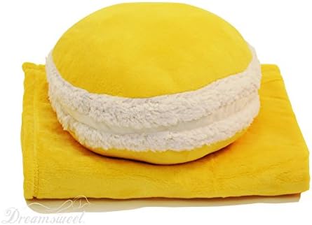 Dreamsweet Macaron Shaped Multi-Function Throw Pillow Cushion with Removable Blanket, B7YW