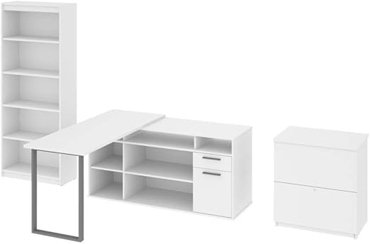 Amazon Com Bestar 3 Piece Set Including A L Shaped Desk A Lateral File Cabinet And A Bookcase Solay Furniture Decor