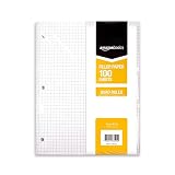 AmazonBasics Graph Ruled Loose Leaf Filler Paper, 100 Sheet, 11 x 8.5 Inch, 6-Pack
