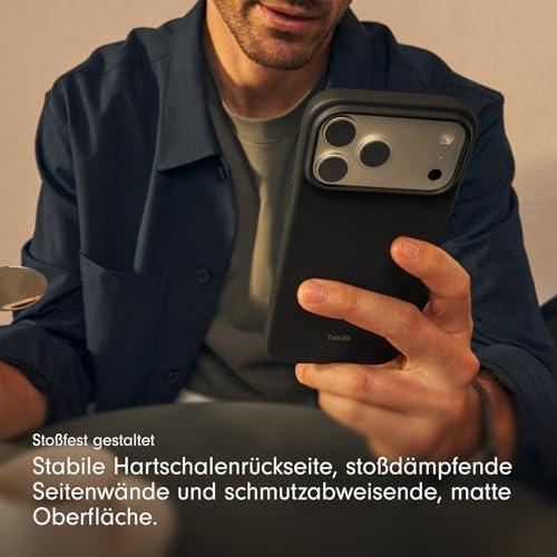 iPhone 17 Pro Max Case mit MagSafe und Kamerasteuerung, Matte Außenseite, Innenfutter aus Mikrofaser – Granitgrau