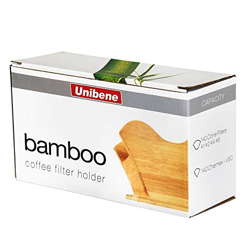 Unibene Bamboo Coffee Filter Holder, Renewable Stand Container