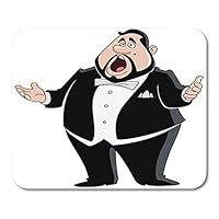 HZMJPAD Cartoon Black Tenor Male Opera Singer White Fat Man Mouse Pad 8.6 X 7.1 in