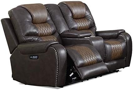 Steve Silver Park Avenue Brown Power Reclining Loveseat with Console