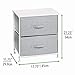 mDesign Storage Dresser End/Side Table Night Stand Furniture Unit - Small Baby and Kid Room Organizer for Bedroom, Nursery, and Playroom - 2 Drawer Removable Fabric Bins - Gray/White