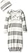 Burt's Bees Baby Baby Girl's Rugby Stripe Organic Cap + Gown Set, Heather Grey Bee Patch, One Size