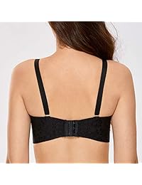 Delimira - Sujetador sin tirantes para mujer, jacquard floral, no acolchado