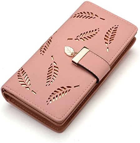 CANDDTION Purse Leather Women Wallet Card Holder Coin Purse Phone Wallet Cash Pocket Pink