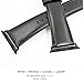 RUOQINI For Apple Watch Band 38MM, Retro Genuine Leather Strap Replacement Band for Apple Watch Series 3/2/1 (Black with Black Metal)