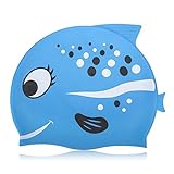 Kids Swimming Cap NGWALL Sartoon Fish Pattern Design (Silicone) Boy Swimming Cap Girl Swimming Cap Swim Cap for Children
