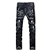Ric Foster Men's Stretch Straight Jeans Zipper Deco (W32, 01 Black)
