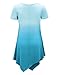 WT1051 Womens V Neck Short Sleeve Ombre Tunic Top XXL AQUA