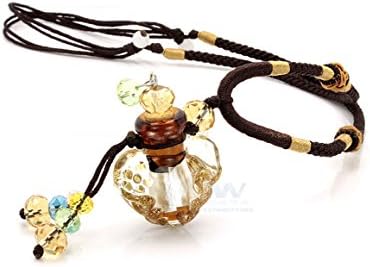 HYYIdealism Glazed Glass Aromatherapy Essential Oil Diffuser Necklace Pendant Locket Jewelry Gift Package Brown(Inner Place 1 ml)