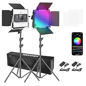 Neewer 2 Packs 660 RGB Led Light with APP Control, Photography Video Lighting Kit with Stands and Bag, 660 SMD LEDs…