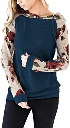 LIXIANSHI Women Hoodies Casual Floral Printed Long Sleeve Pullover Sweatshirt with Pocket