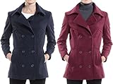 Alpine Swiss Emma Womens Peacoat Double Breasted Overcoat 3/4 Length Wool Blazer