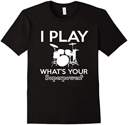 Mens I play the Drums superpower tshirt Large Black