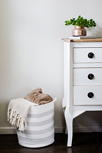 Cotton Rope Storage Basket - Tidy Loft Co - 16" x 13.5" coiled bin with handles - for kids toys, children room, laundry or baby nursery - Thumbnail 2