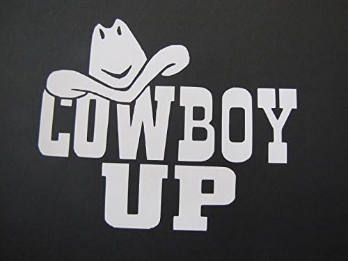 00303, COWBOY UP WITH HAT, WHITE, 5.75 X 4.75