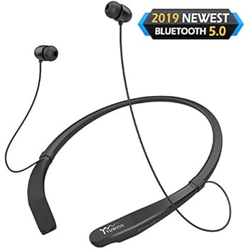 Yuwiss Bluetooth Headphones Neckband V5.0 Lightweight Wireless Headset Call Vibrate Alert Sport Earbuds w/Mic Earphones 10-Hour Playtime for Gym Running Compatible with iPhone Samsung Android (Black)