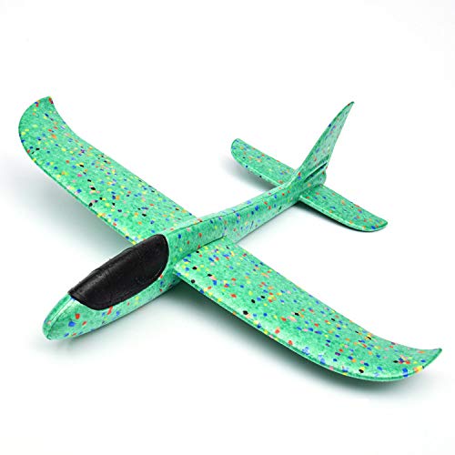 Xelue FF 2 Pcs 48 cm Durable Foam Airplane Aircraft Glider Toys Model Planes Manual Throwing Multiple Modes (Blue & Green)