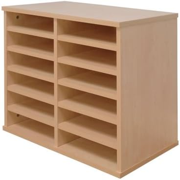 Office Needs Direct Pigeon Hole Hutch Unit 2 Bay 12 Compartment Beech