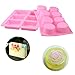 Baking Fun 6-Cavity Plain Rectangle Silicone Mold 8-Cavity Round Silicone Mold for Homemade Craft Soap Mold, Cake Mold, Ice cube tray, Cupcake Liners Set of 2