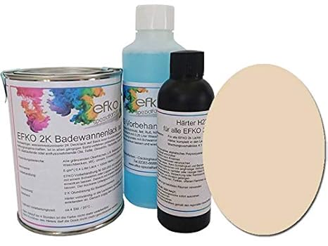 Badewannenlack Badewannenfarbe Duschwannenlack Duschwannenfarbe Hellelfenbein RAL1015 seidenglänzend-14011 Menge Set für ca. 