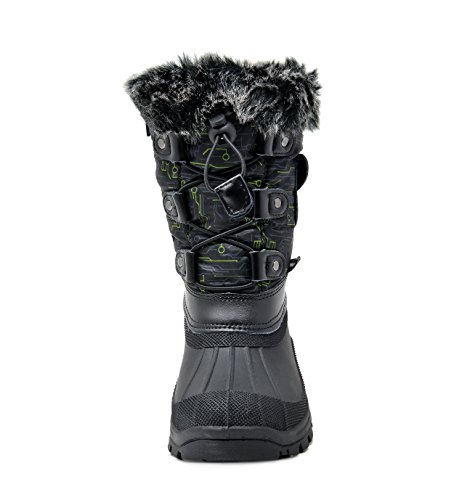 DREAM PAIRS Big Kid Ksnow Black Dk.Grey Green Isulated Waterproof Snow Boots - 6 M US Big Kid - Thumbnail 4