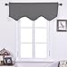 NICETOWN Grey Valances for Window - Farmhouse W52 x L18 inches Scalloped Pole Pocket Curtains Small Window Wave Drapes/Draperies for Kitchen/Home Decor, Living Room, Grey, 2 Pairs