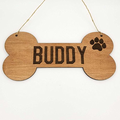 Personalized Dog Bone Dog House Wooden Sign Decor Custom Name with Paw