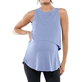 ZDC Women's Maternity Nursing Tank Tops Sleeveless Double Layer Breastfeeding Shirts Summer Pregnancy Clothes
