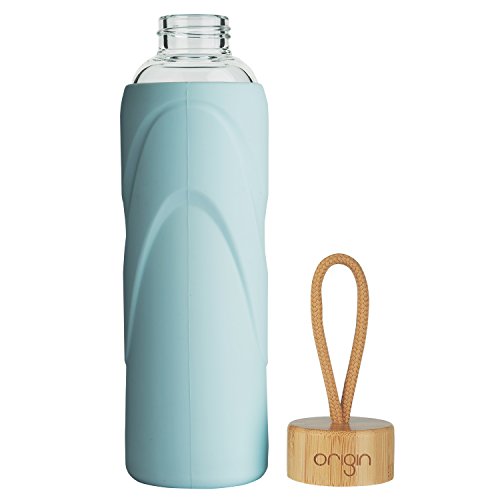 ORIGIN Best BPAFree Borosilicate Glass Water Bottle with Protective