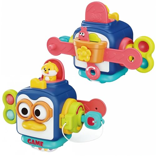 Cubo de Atividades Montessori para Bebê – Brinquedo Sensorial 0 a 24 meses, Coordenação Motora Fina, Texturas e Cores