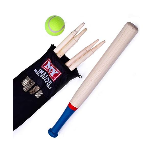 MY-Cricket-Rounders-Sets-Outdoor-Games M.Y Deluxe 6 Piece Wooden Rounders set