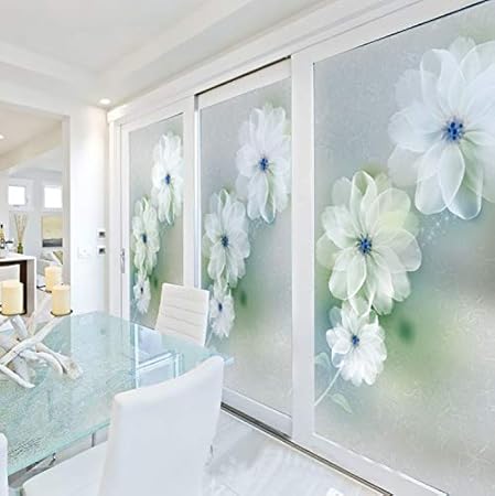 Zoomingmingli Glass Sticker Stained Glass Window Film Sliding Door Closet Wardrobe Stickers Static Cling Home Decor Dream Flowers Amazon Co Uk Kitchen Home