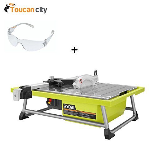 Ryobi 7 in. 4.8 Amp Tabletop Tile Saw WS722 and Toucan City Safety Glasses