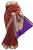 Krishna Sarees Women's ASB3431 Brown and Purple Art Silk Saree Unstitched Blouse Piece Brown