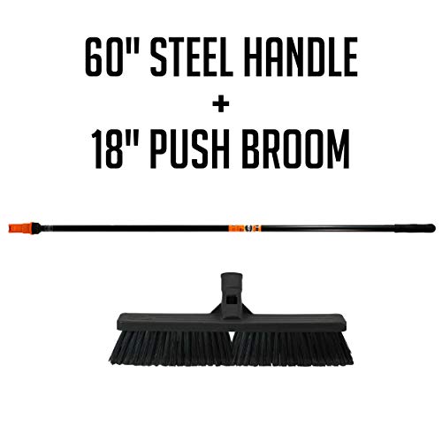 SWOPT Garage Cleaning Kit – Includes Handles, Push Brooms, Deck Brush, Squeegee & Organizer For Outdoor Cleaning