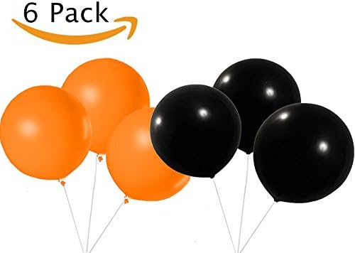 Round Balloons 36" Halloween Party Decoration (Orange &amp; Black) 6 Pack - By Retail Parity