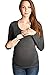 LaClef Women's Maternity Round Neck Long Sleeve Nursing Breastfeeding T-Shirts Top