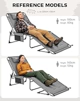 KingCamp Oversize Padded Sun Lounger 200x68 cm 5-Position Backrest Heavy Duty view 12