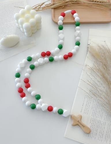 Silicone Rosary for Kids, God Bless Kids First Rosary, Baby Baptism Gift, Christening, First Birthday, Baby Shower Celebration Beads with Cross Charm, Christmas