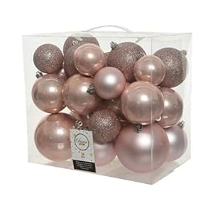 kerstbal plastic mix p.roze 26st