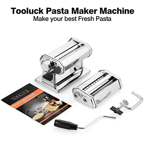 Pasta Maker,Tooluck 150 Pasta Roller Pasta Machine With 2 In 1 Dough Cutter And 7 Adjustable