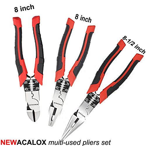 Industrial Compound action Plier Set, NEWACALOX 3pcs Heavy Duty
